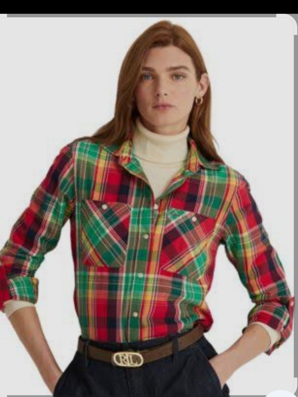Ralph Lauren plaid cotton madras shirt. 